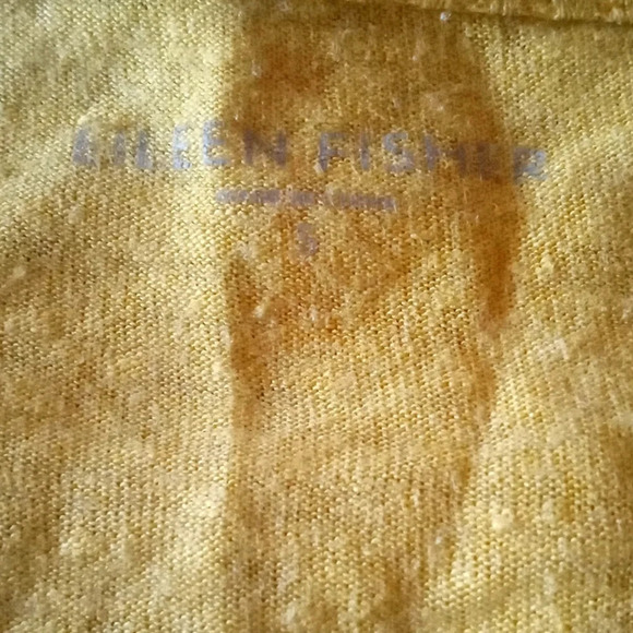 Eileen Fisher Daffodil Yellow 100% Linen Scoop Neck Blouse Size Small - Picture 7 of 8